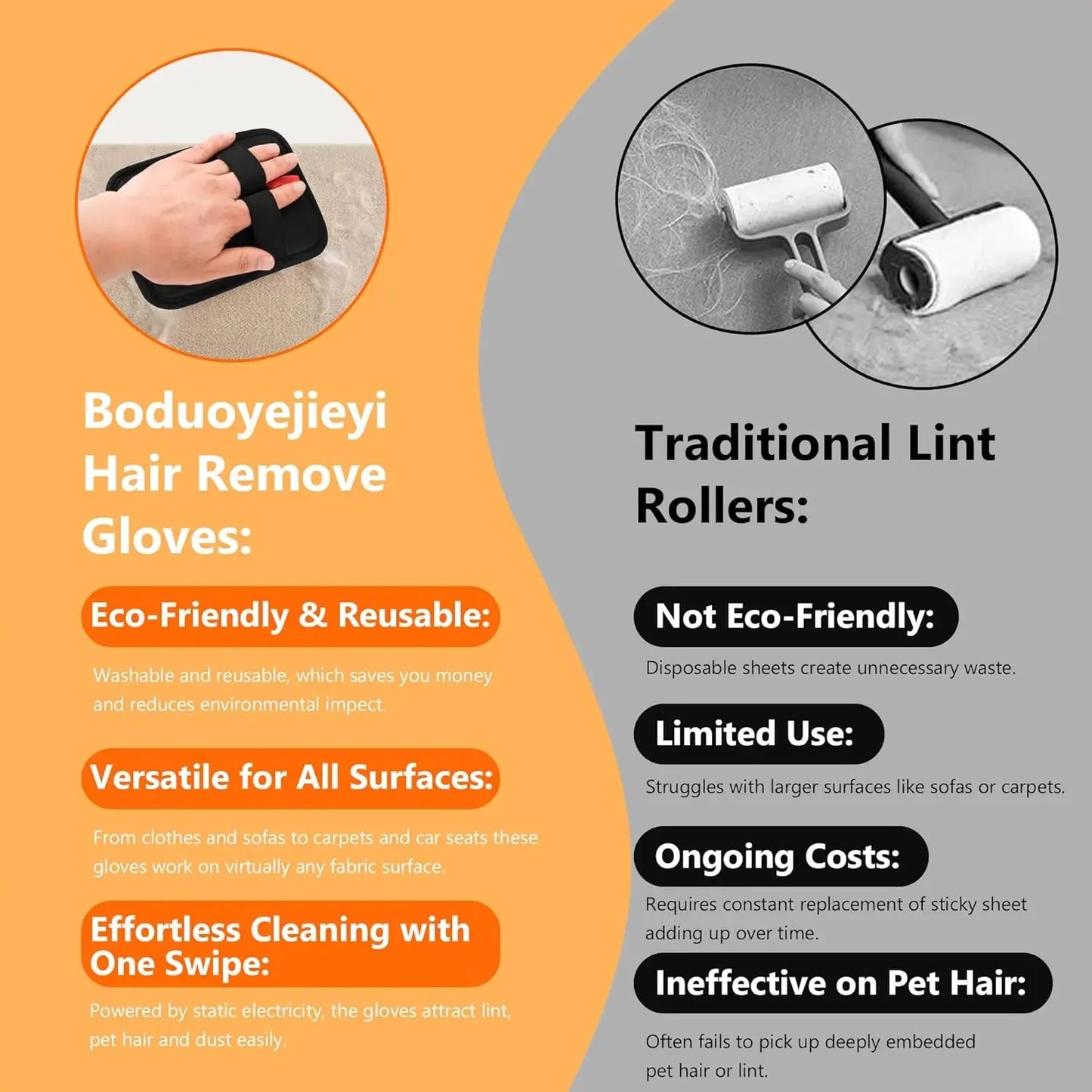 FurJoy™ Electrostatic Pet Hair Removal Gloves – Double-Sided Magic Grooming & Cleaning Tool for Cats & Dogs 🐾