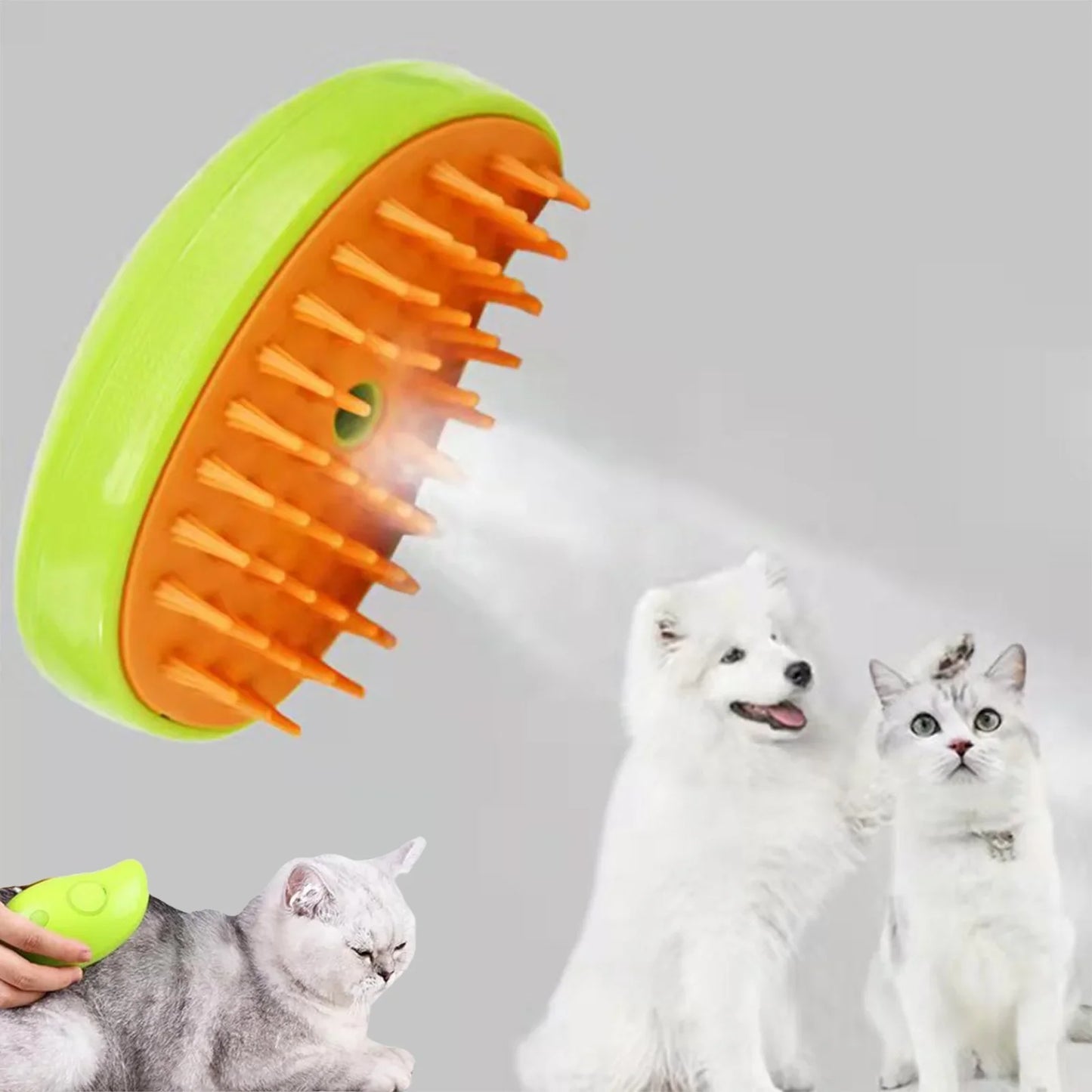 FurJoy™ 🐶🐱3-in-1 Electric Pet Grooming Brush – Detangler, Hair Remover & Massager with Spray 💦