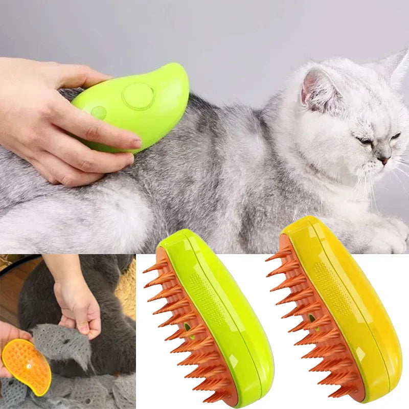 FurJoy™ 🐶🐱3-in-1 Electric Pet Grooming Brush – Detangler, Hair Remover & Massager with Spray 💦