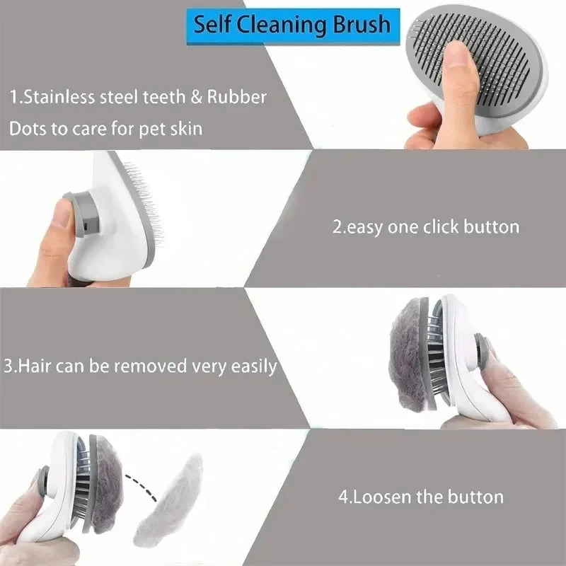 FurJoy™🐾 Self-Cleaning Pet Brush – Easy Grooming for Dogs & Cats