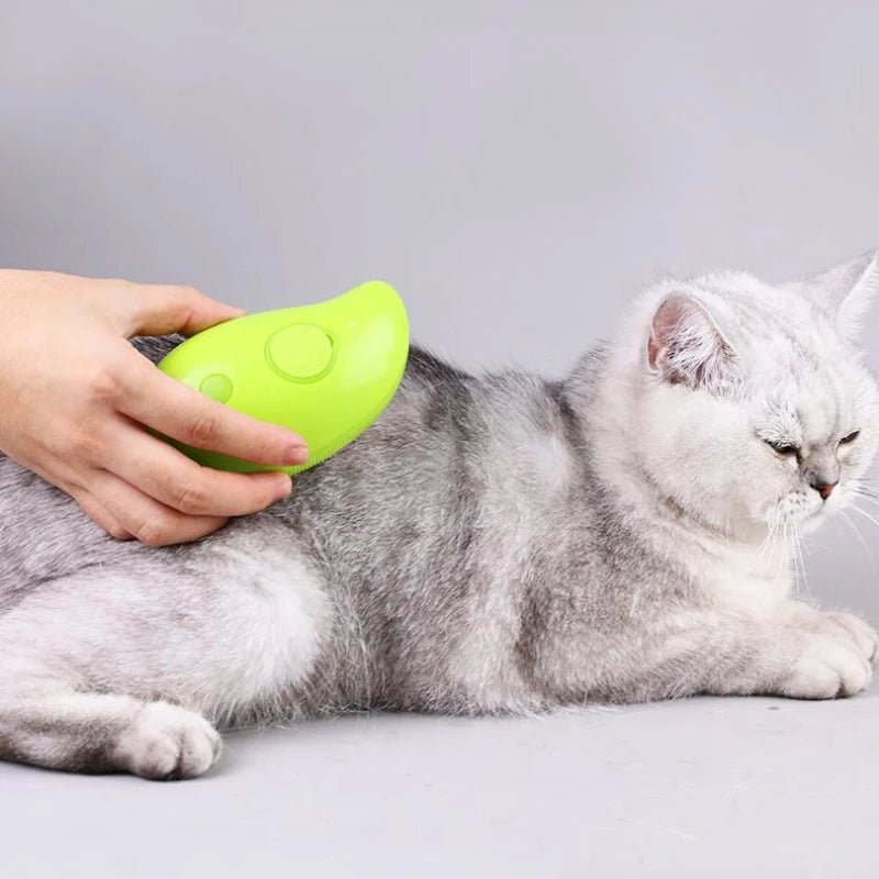 FurJoy™ 🐶🐱3-in-1 Electric Pet Grooming Brush – Detangler, Hair Remover & Massager with Spray 💦